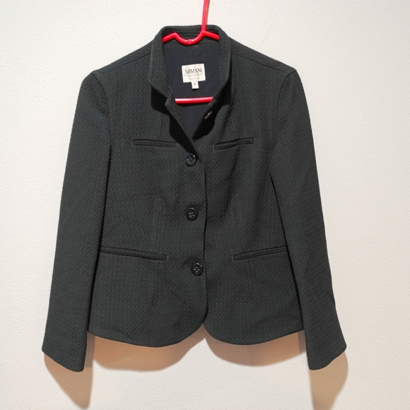 Armani Collezioni Wool Blend Blazer Size 8 Emerald Green Textured Old Money - Picture 1 of 8